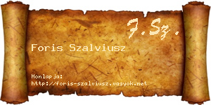 Foris Szalviusz névjegykártya